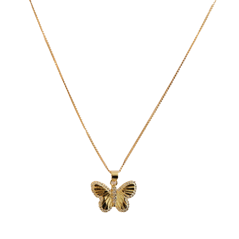 Gold Jewelled Butterfly Necklace – Mint Boutique LTD - All Rights Reserved